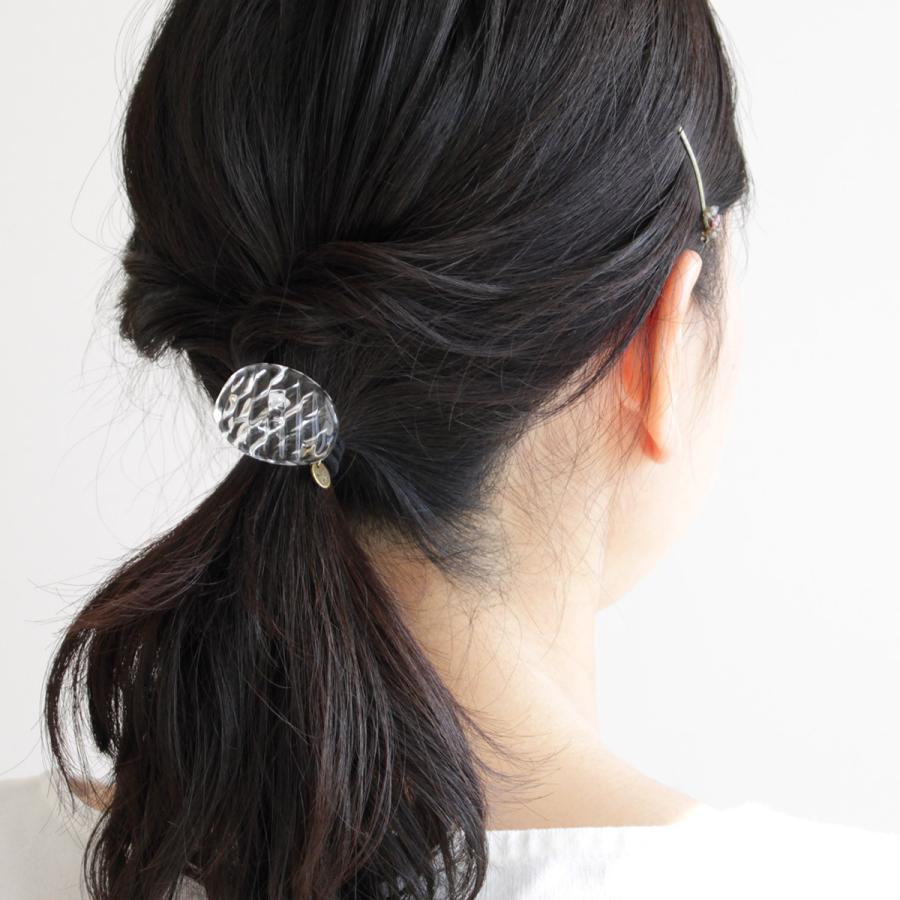 ＼6/5-7はポイント10倍／ ハリオ ヘアゴム コウシモヨウ 楕円 ガラス製 HARIO Lampwork Factory 手作り 日本製 ヘアアクセサリー 大人っぽい レディースの画像
