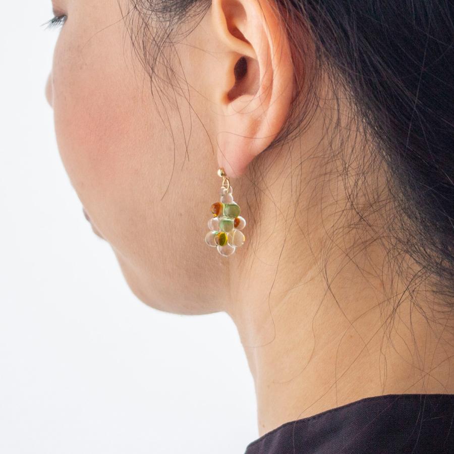 ＼6/5-7はポイント10倍／ ハリオ イイダ傘店 ピアス コモレビ ガラス製 HARIO Lampwork Factory 手作り 日本製の画像