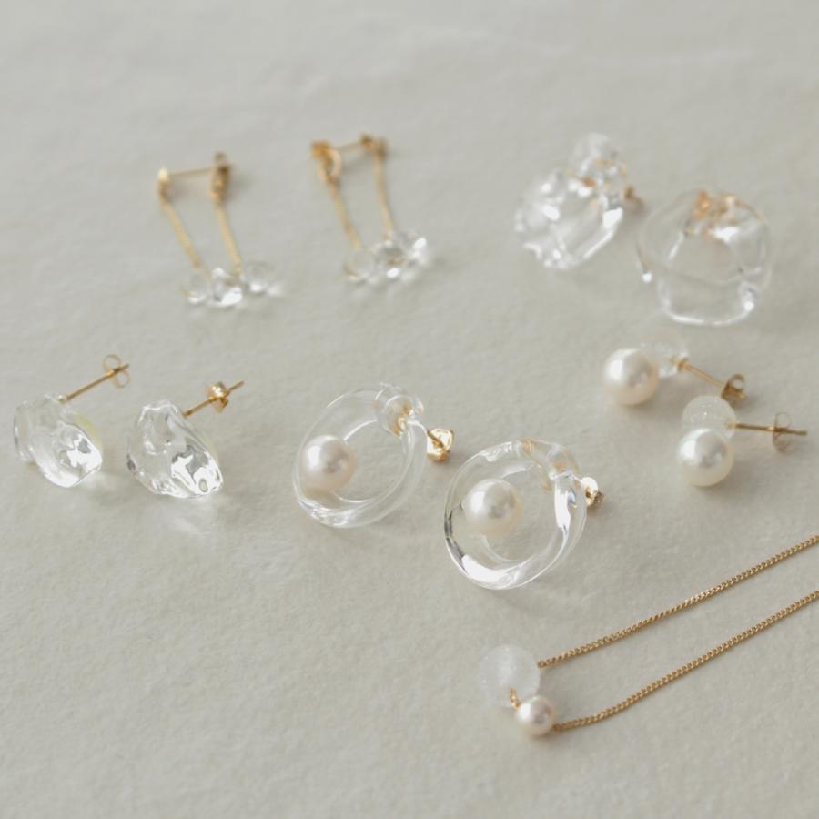 HARIO 淡水パール ビーズ ピアス ピアス スノーパール K10