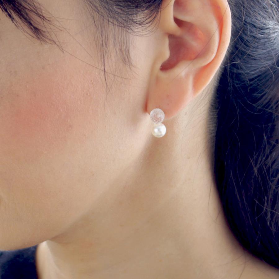 HARIO Lampwork Factory ハリオ ピアス スノーパール K10 パール