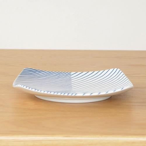 重ね縞 白山陶器 反角中皿 波佐見焼 16.5×16.5cm 角皿 HAKUSAN HKSN