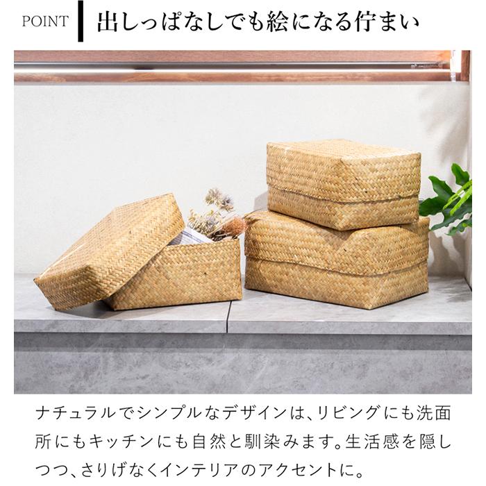 期間限定ポイント10倍／ 蓋付き 収納かご 長方形 3個セット ふた付き