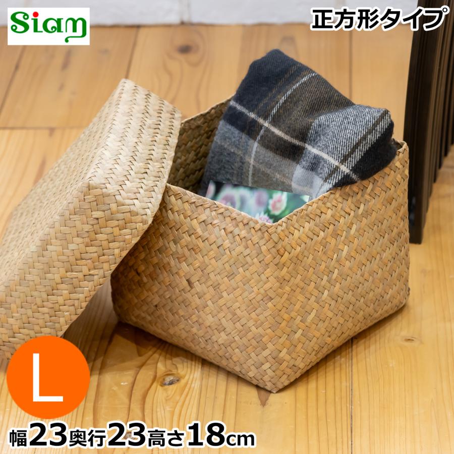 5/22-25はポイント10倍／ 蓋付き 収納かご L 正方形 幅23cm バスケット