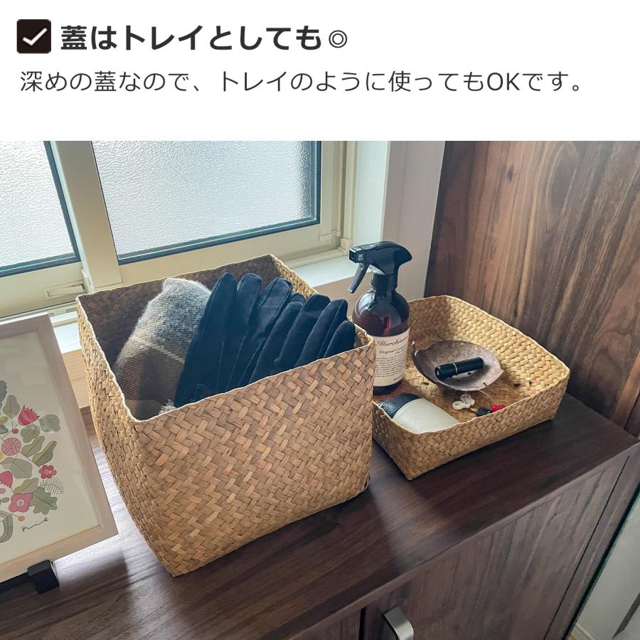 5/22-25はポイント10倍／ 蓋付き 収納かご L 正方形 幅23cm バスケット