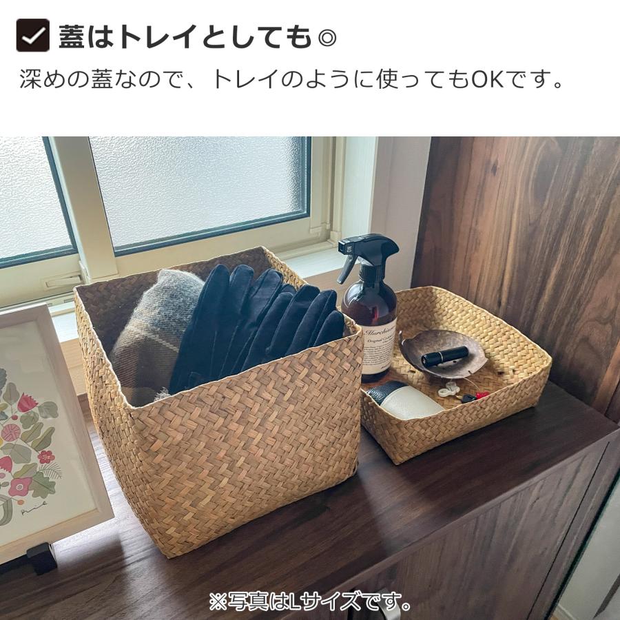 GW限定ポイント10倍／ 蓋付き 収納かご M 正方形 幅18cm バスケット 深