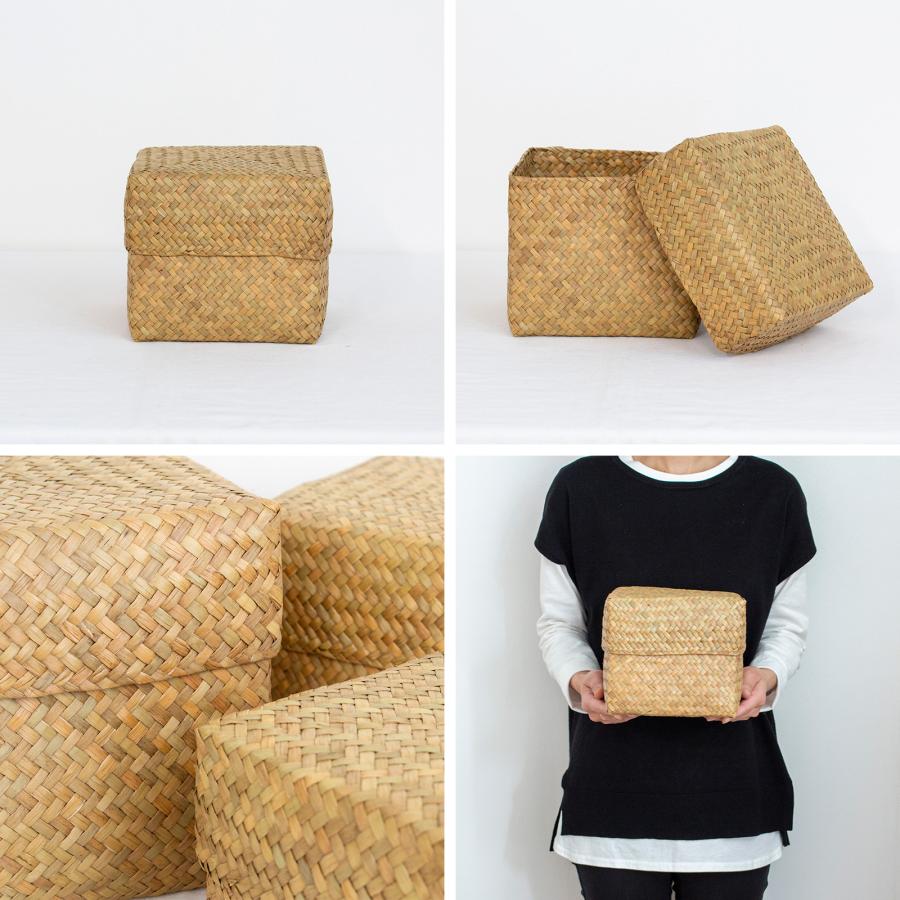 蓋付き 収納かご M 正方形 幅18cm バスケット 深型 サイアム カチュー