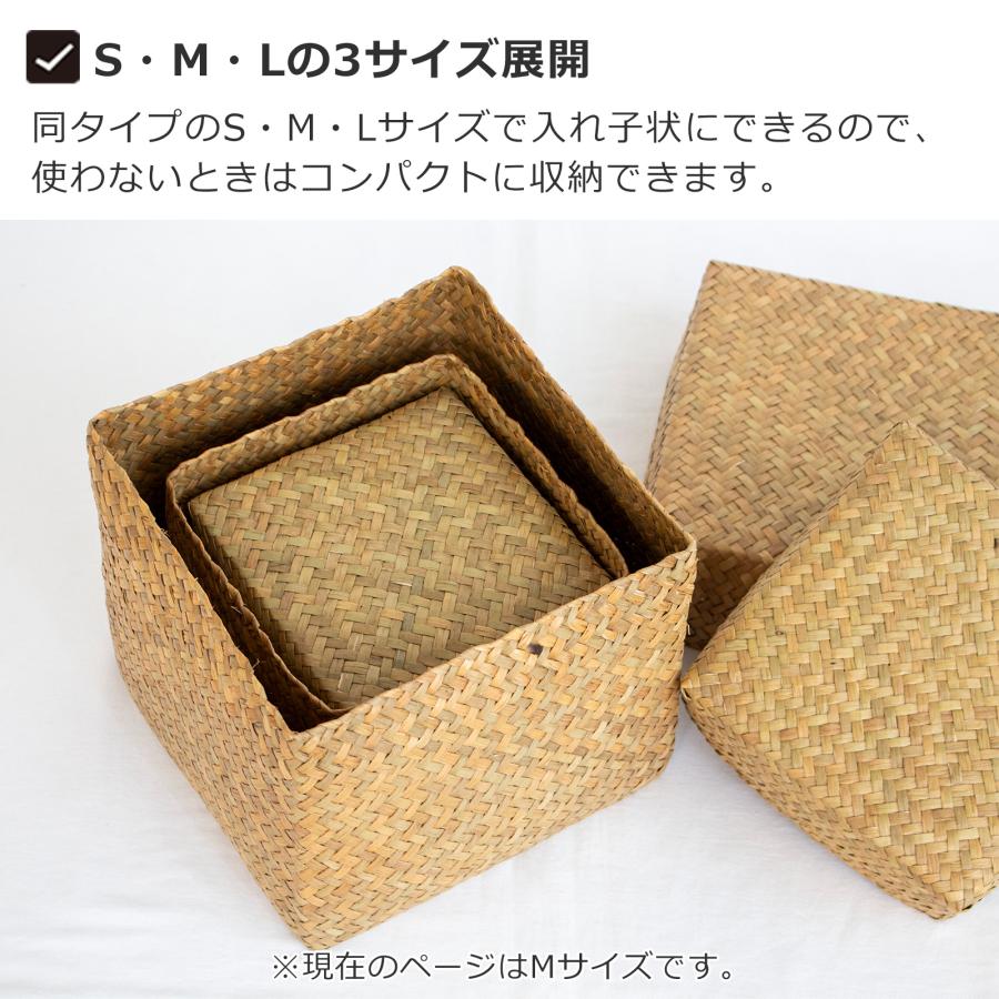 蓋付き 収納かご M 正方形 幅18cm バスケット 深型 サイアム カチュー