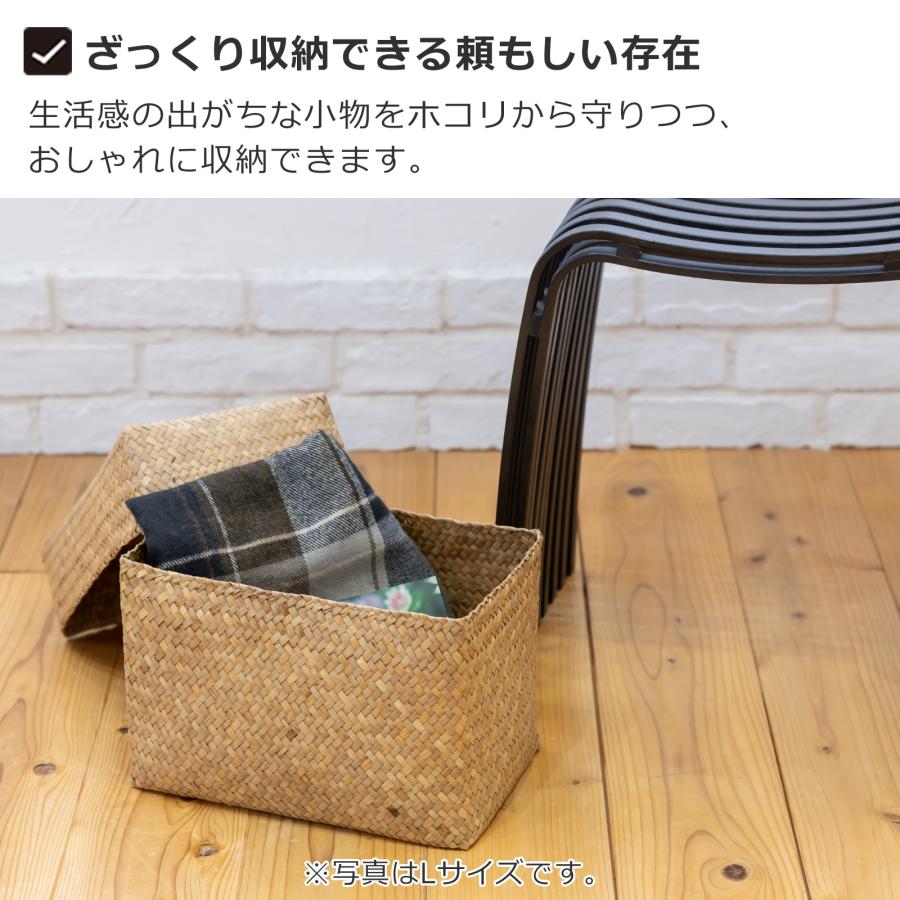 蓋付き 収納かご M 長方形 幅27cm バスケット 深型 サイアム カチュー
