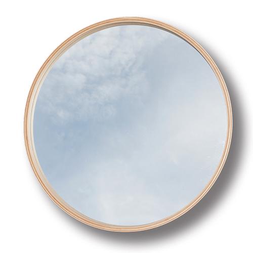 加藤木工 鏡 壁掛け ミラー ウォールミラー 丸 木製 フレーム 木枠