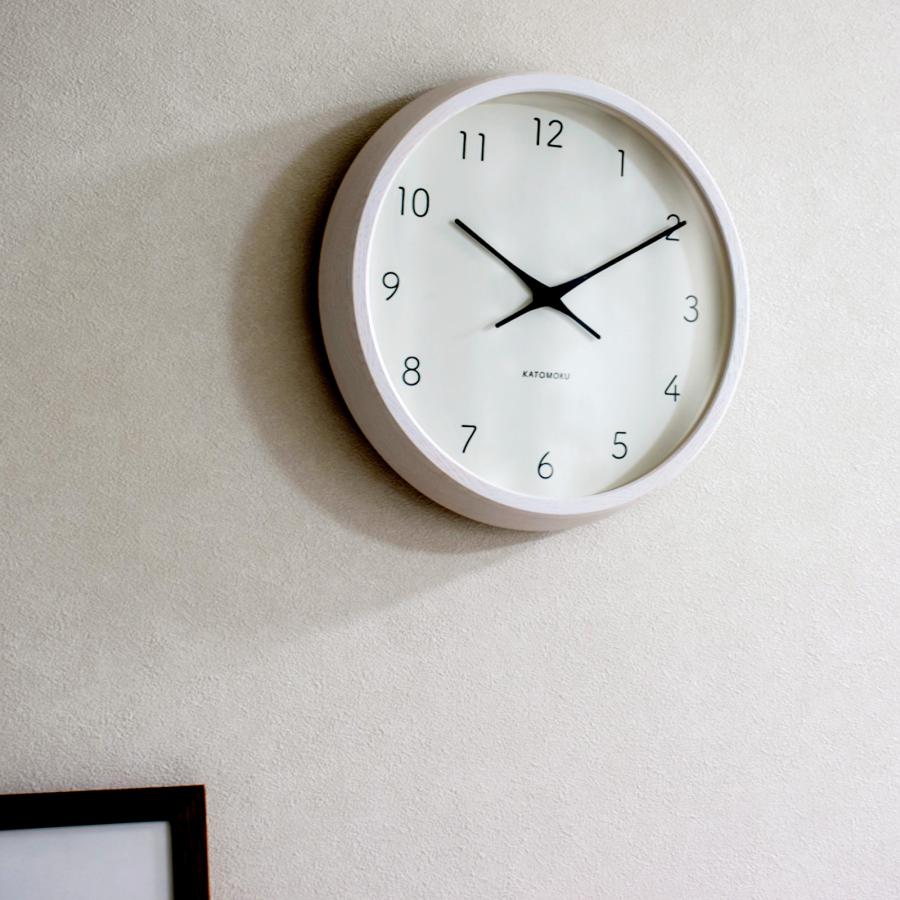 加藤木工 掛け時計 電波 木製 muku round wall clock 7 ホワイト