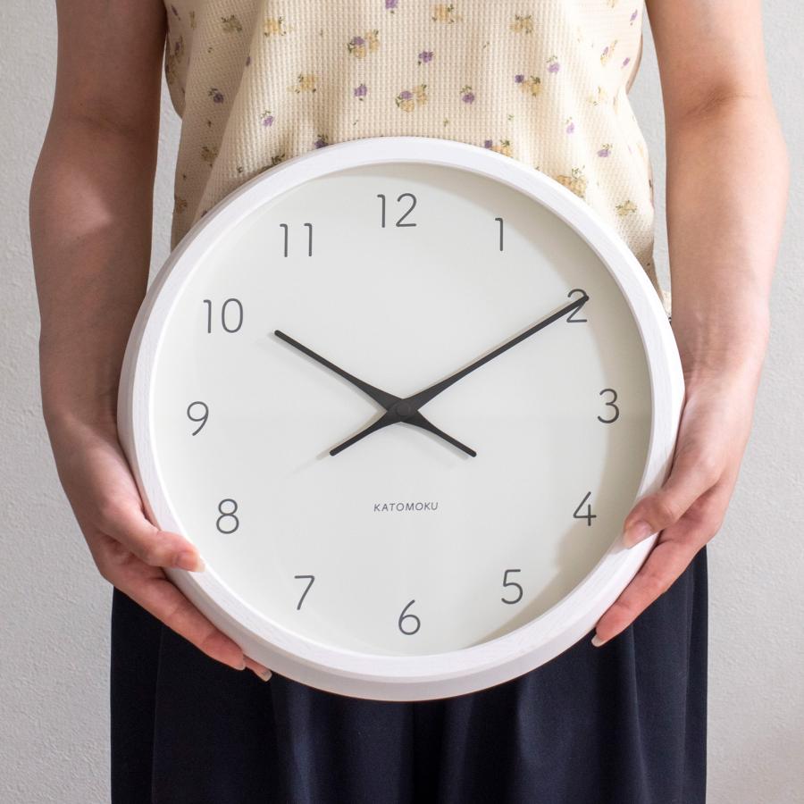 加藤木工 掛け時計 電波 木製 muku round wall clock 7 ホワイト