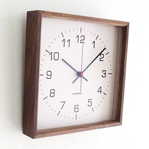加藤木工 カトモク KATOMOKU Square clock 2 ブラウン ウォールナット 