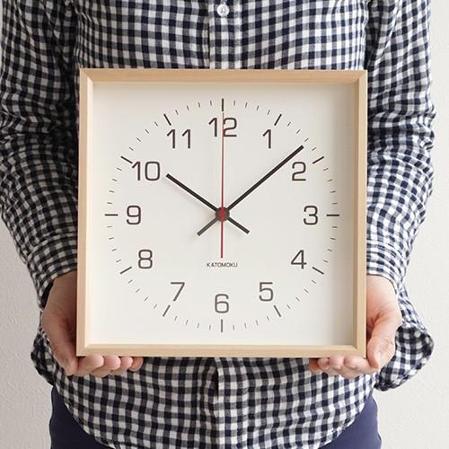 加藤木工 カトモク KATOMOKU Square clock 2 ナチュラル バスウッド