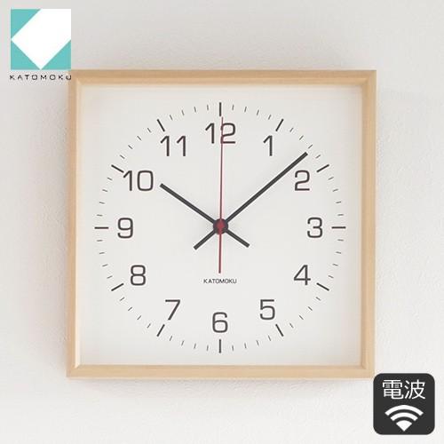 加藤木工 カトモク KATOMOKU Square clock 2 ナチュラル バスウッド 電波時計 壁掛け スクエア 四角 スイープムーブメント