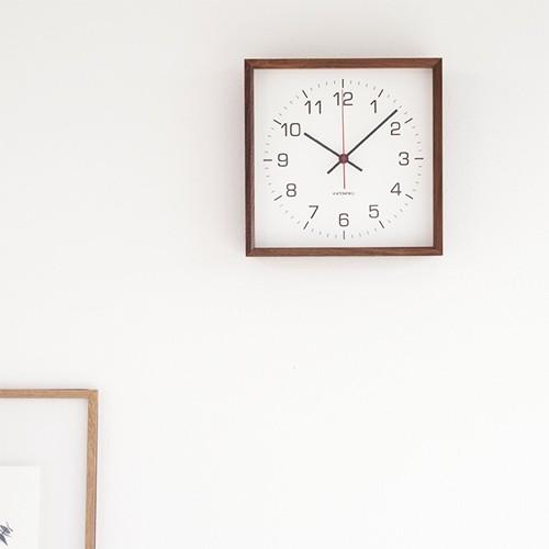 加藤木工 カトモク KATOMOKU Square clock 2 ブラウン ウォールナット