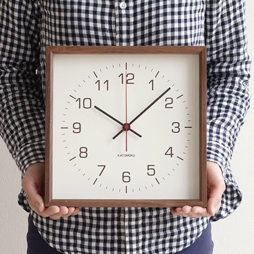加藤木工 カトモク KATOMOKU Square clock 2 ブラウン ウォールナット