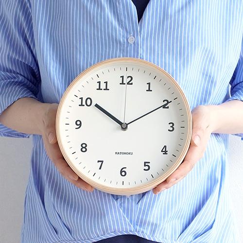 加藤木工 掛け時計 クォーツ式 木製 plywood wall clock 13 ナチュラル