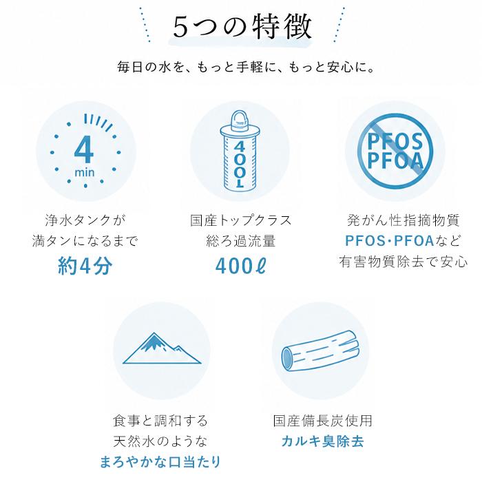 ポット型浄水器 Miz-U ミズユー PFOS・PFOA除去対応 浄水ポット スリム
