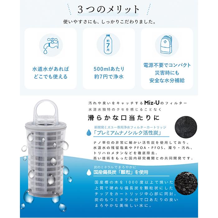 ポット型浄水器 Miz-U ミズユー PFOS・PFOA除去対応 浄水ポット スリム
