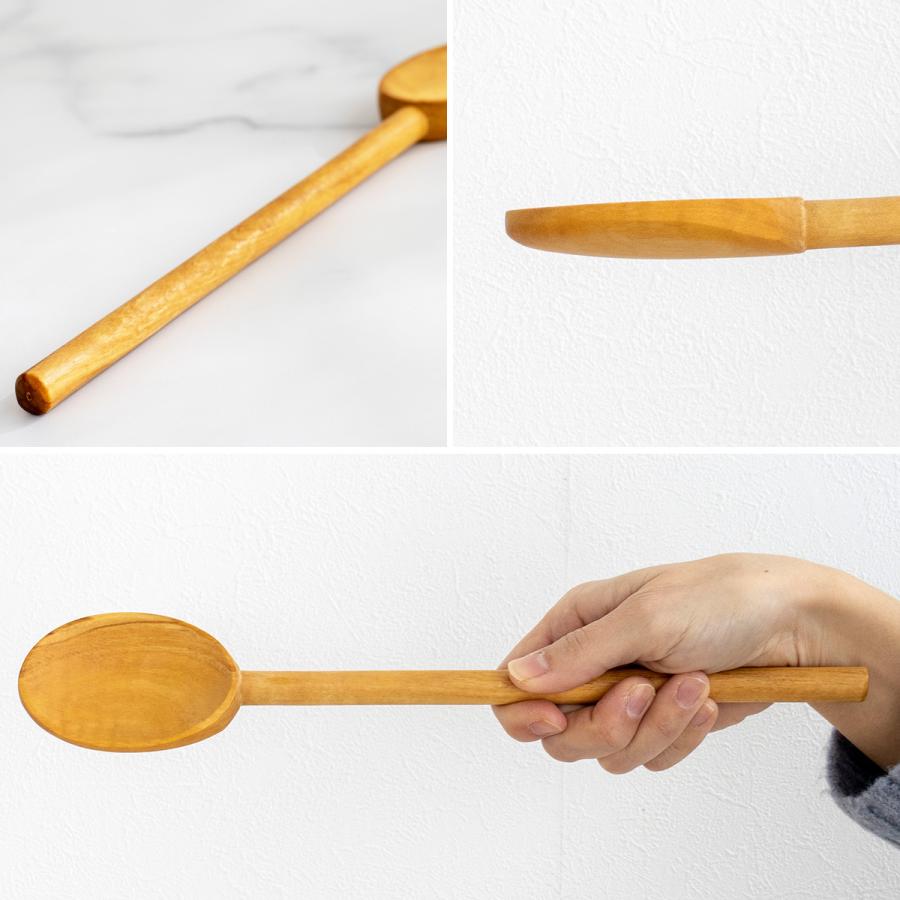 スプーン 木製 30cm 木のスプーン 丸 ホワイト オリーブ カトラリー