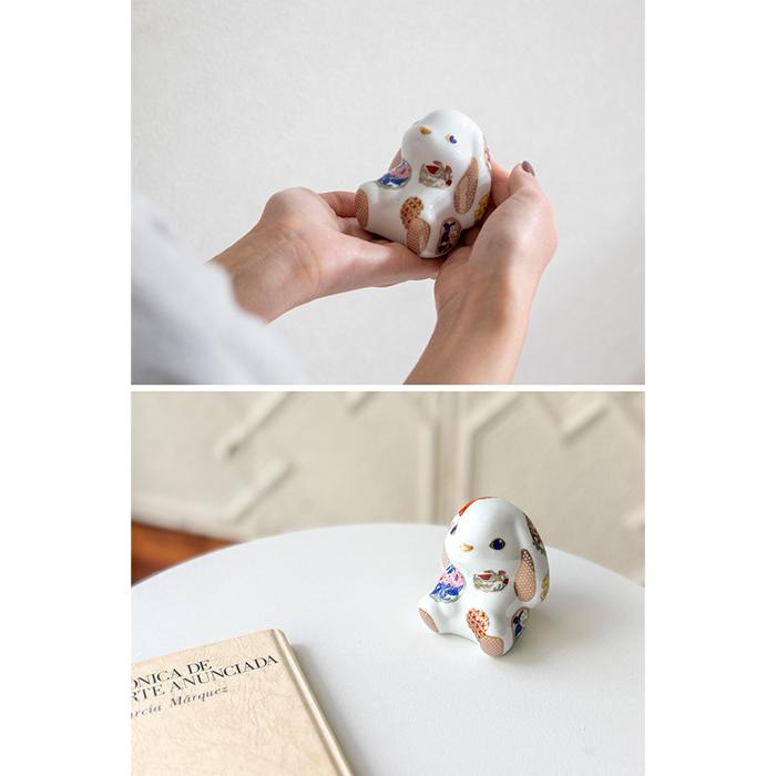 賞美堂本店 有田焼 momoco rabbit うさぎ フィギュア 古伊万里 花暦 白