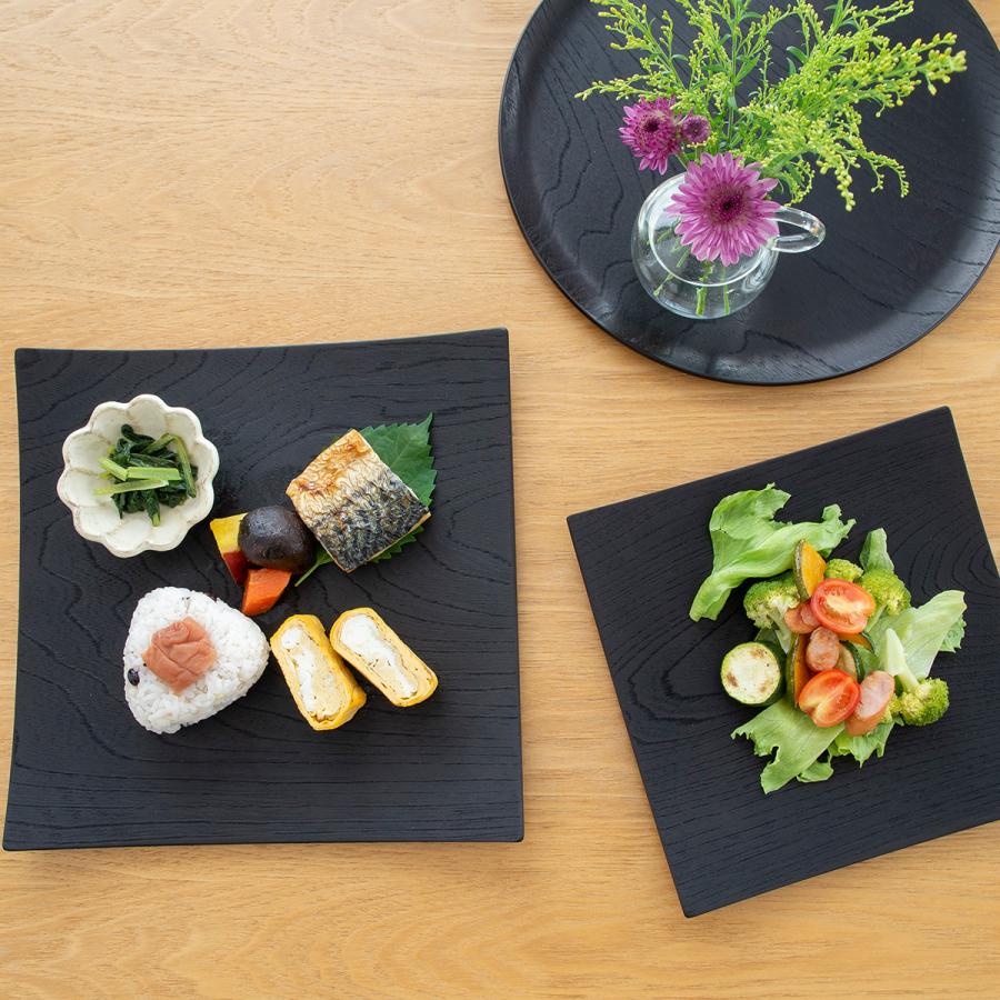 取扱終了】木製食器 皿 プレート 木製 食器 四角 27cm 黒 日本製