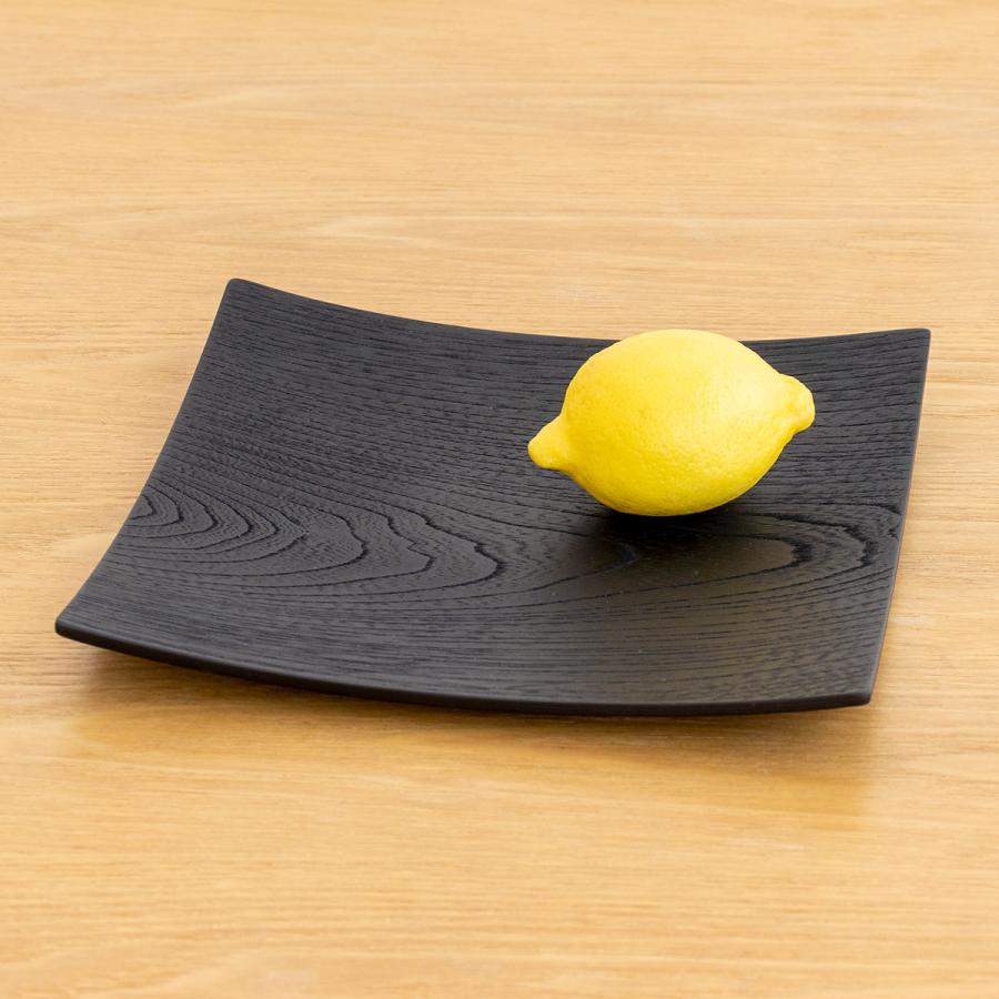 次回入荷未定】木製食器 皿 プレート 木製 食器 四角 21.5cm 黒 日本製
