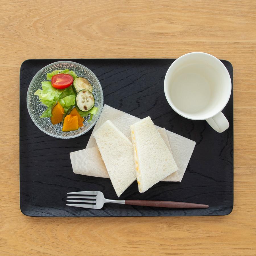 取扱終了】トレー 木製 お盆 カフェ トレー 長方形 32.5cm 黒 日本製