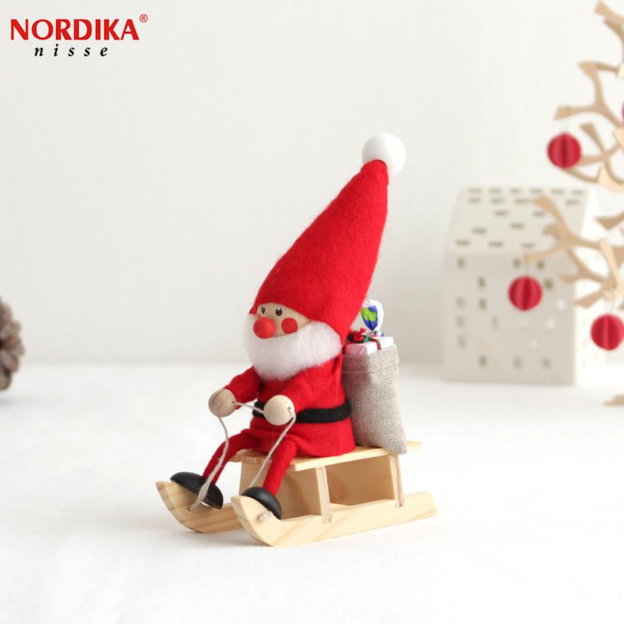 ノルディカニッセ そりに乗ったサンタ フェルトシリーズ 赤 NORDIKA nisse クリスマス 雑貨 木製 人形 北欧 NRD120072｜favoritestyle