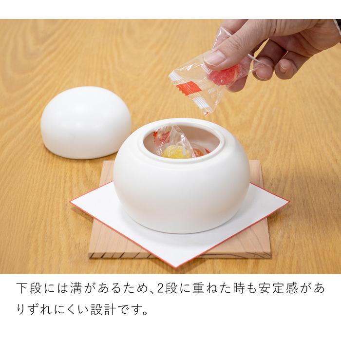 かもしか道具店 陶の鏡餅 橙付き 日本製 陶器 鏡餅 容器 お正月 飾り