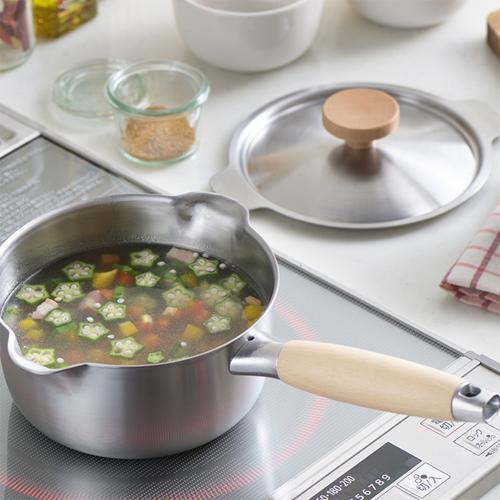 ヨシカワ aikata アイカタ 両口ステンレスミルクパン16cm用蓋 蓋 鍋蓋