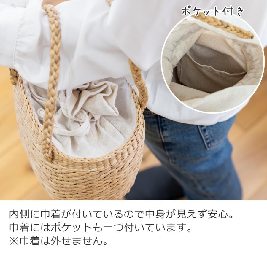 (^^)⭐︎(^-^)　巾着付きカゴバッグ3点 かごバッグ 丸型 巾着付き レディース サイアム ウォーターヒヤシンス