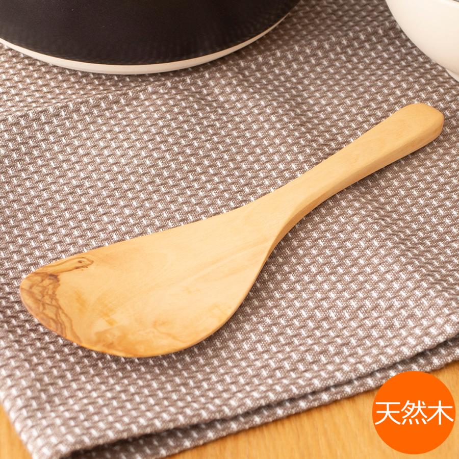 しゃもじ 木製 木のスプーン 丸 ホワイト オリーブ カトラリー ライス