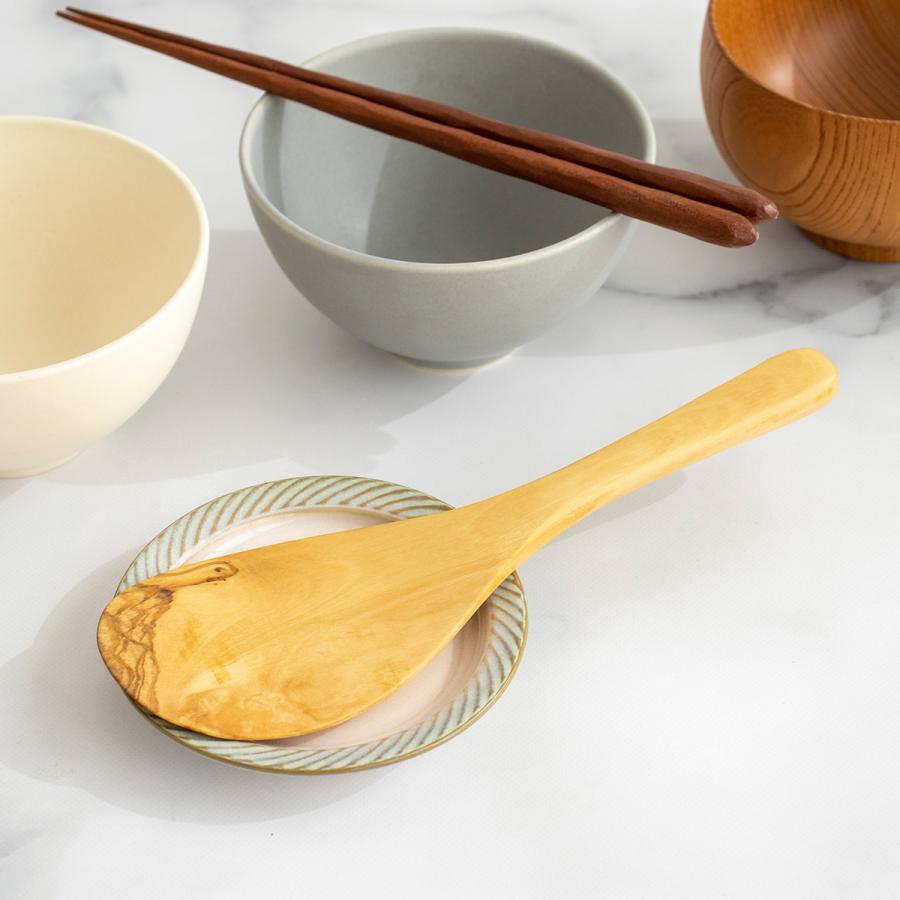 しゃもじ 木製 木のスプーン 丸 ホワイト オリーブ カトラリー ライス