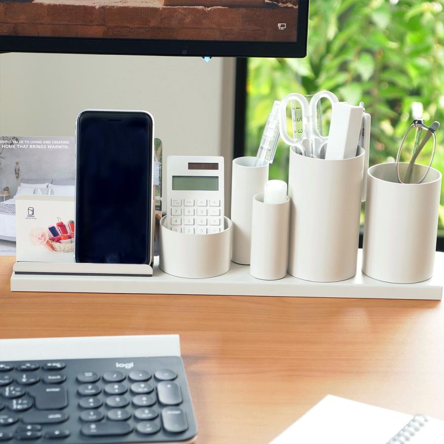 デスクオーガナイザー 卓上収納 マグネットで自由配置 グレー スチール