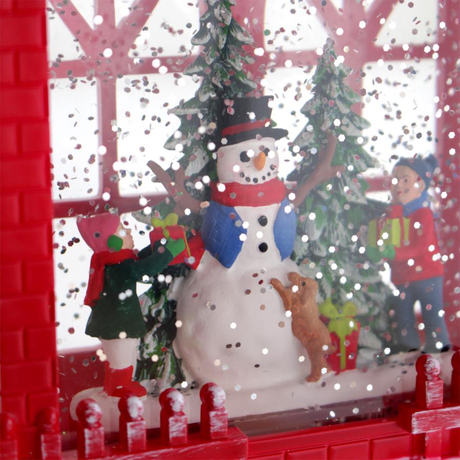 クリスマス スノーイングハウスライト LEDライト 家 スノーマン クリスマス雑貨 LED オルゴール付き 電池式 USB ST36870｜favoritestyle｜03
