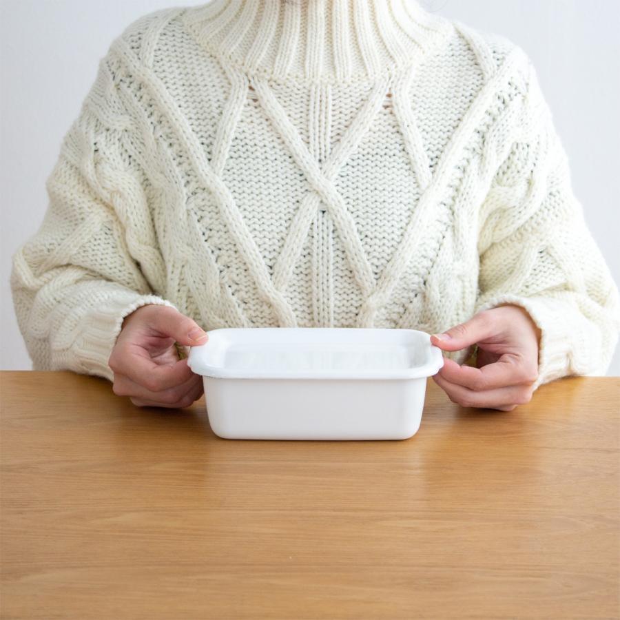 White Series 野田琺瑯 レクタングル 深型 M サイズ 琺瑯蓋付 ホーロー