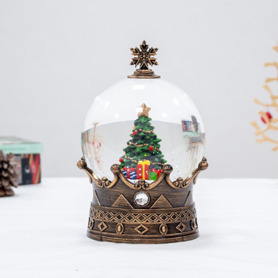 クリスマス スノーイングライトグローブ 王冠 LEDライト スノー