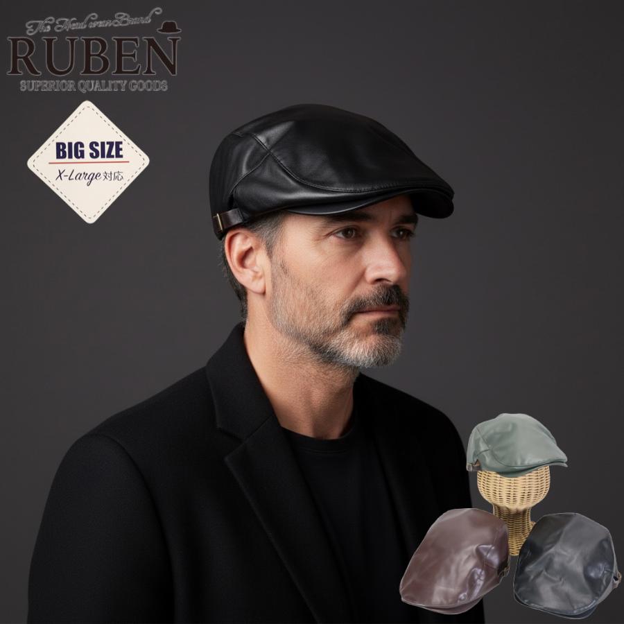 Ruben ルーベン（RUBEN） XLサイズ フェイクレザーハンチング 帽子