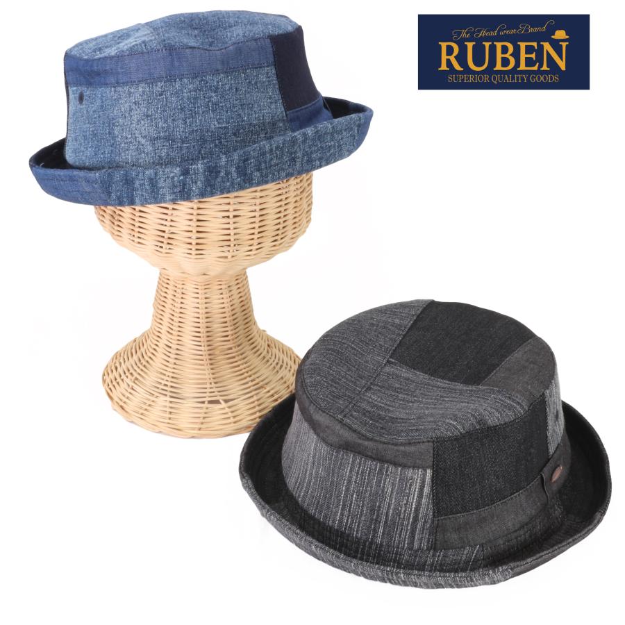 Ruben ルーベン（RUBEN）デニムパッチワークポークパイハット 帽子