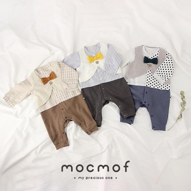 Mocmof おめかしロンパース 622 ロンパース 赤ちゃん 美品 ベビー ベビー服 カバーオール 冬 男の子 長袖 フォーマル 70 出産祝い 可愛い おしゃれ 前開き