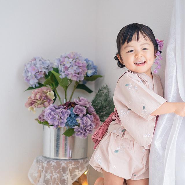 coto cotte（コトコット） ふわリボンゆかた2Pセット あじさい刺繍 722