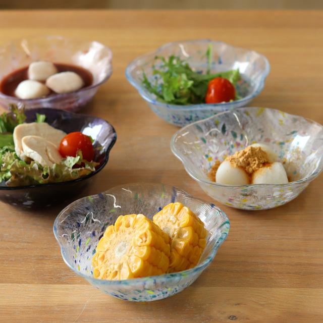 TOMICRAFT 江戸硝子 うきよ 花ボウル(和食器 ボウル 花 ガラス 花型