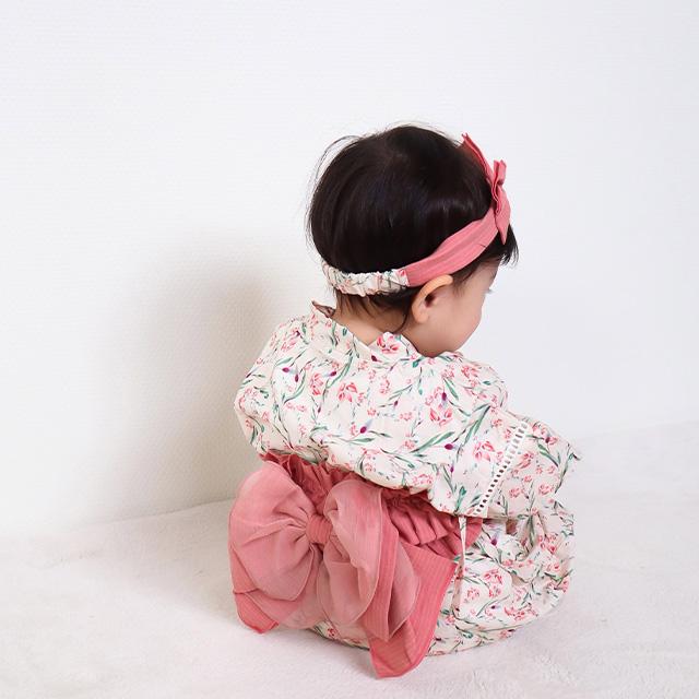 mocmof（モクモフ） 帯付き 浴衣ロンパース フラワー 622-366703(甚平