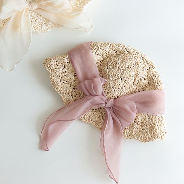 coto cotte スカラップ ペーパーハット 722-369050(帽子 ベビー キッズ 子ども 可愛い おしゃれ 女 女子 日よけ 夏 リボン 折りたたみ 麦わら帽子 顎ひも付き) | coto cotte | 02