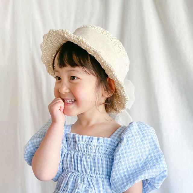 coto cotte スカラップ ペーパーハット 722-369050(帽子 ベビー キッズ 子ども 可愛い おしゃれ 女 女子 日よけ 夏 リボン 折りたたみ 麦わら帽子 顎ひも付き) | coto cotte | 06