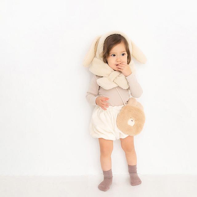 Nouer des liens みみつきフードウォーマー A80825(ネックウォーマー フードウォーマー 帽子 マフラー べビー帽子 子供 クマ耳 うさ耳 防寒 おしゃれ かわいい) |  | 08