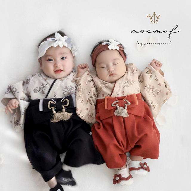 mocmof（モクモフ） 袴 ロンパース つる柄 622-650001(袴ロンパース