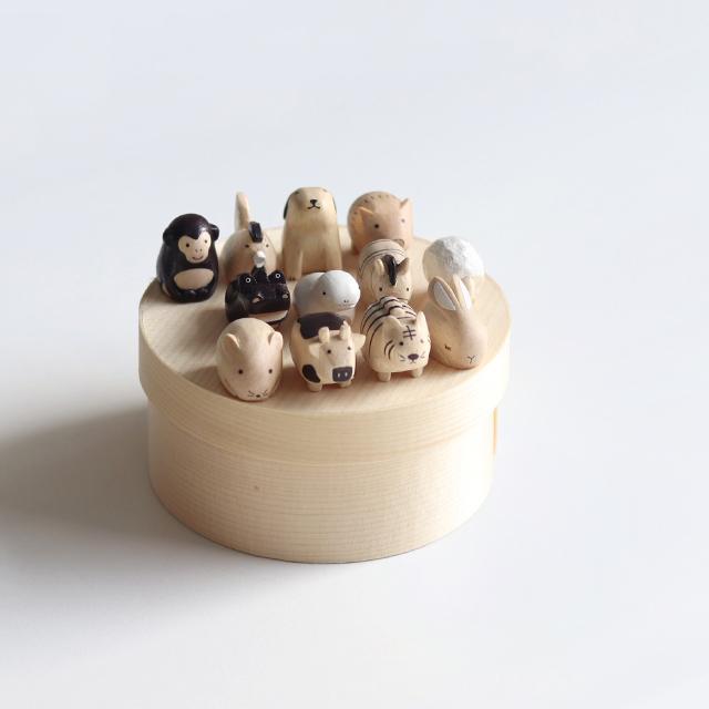 まめえとわっぱ木箱入り 十二支セット(干支の置物 馬 午 2026 午年 馬