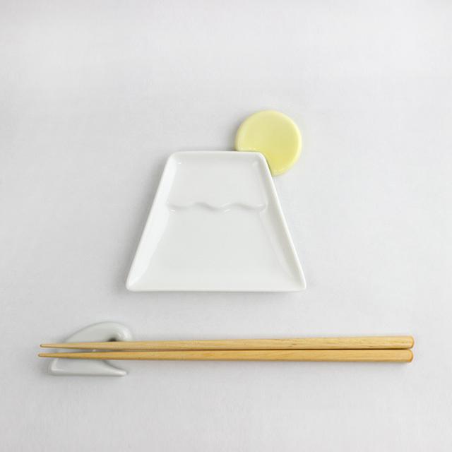 富士山と月と波 小皿＆箸置きセット(豆皿 セット おしゃれ かわいい 和